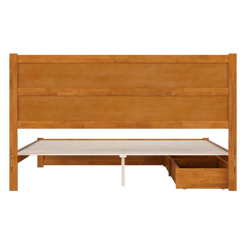 Aveline Wood Platform Bed with Matching Footboard & Storage Drawers