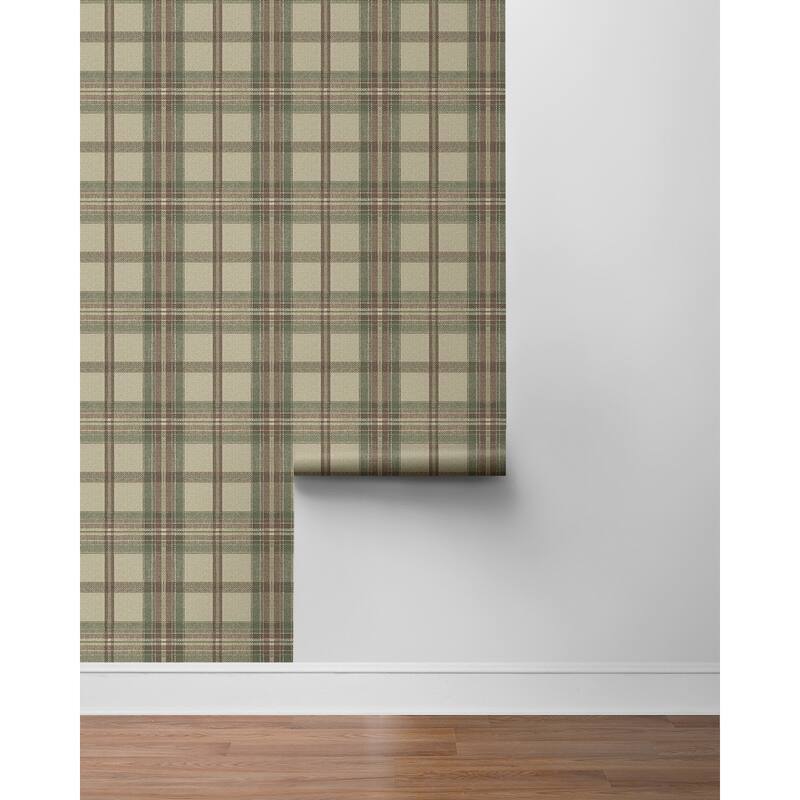 Harry & Grace Herringbone Plaid Premium Matte Non-Woven Peel and Stick Wallpaper