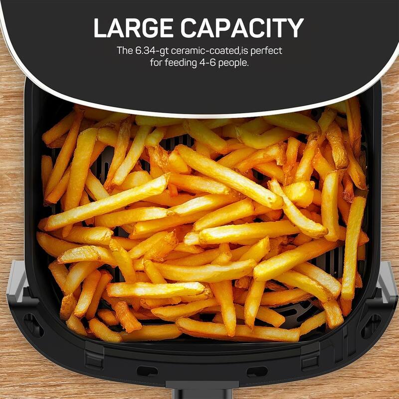 Air Fryer Pro 12-in-1 with 6 QT Capacity, Air Fry, Roast, Reheat, Dehydrate, Bake, Steam, 400°F Max Temperature