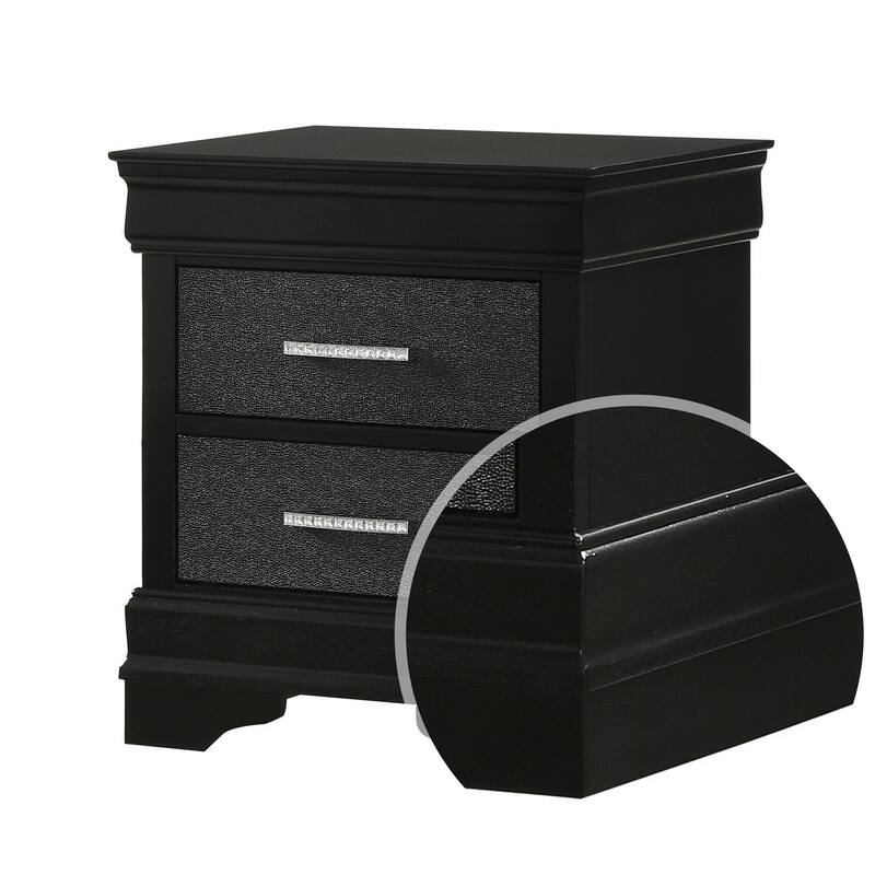 Black 2 Drawer 15.8 in. W Nightstand with Sturdy Hardware and Ample Storage