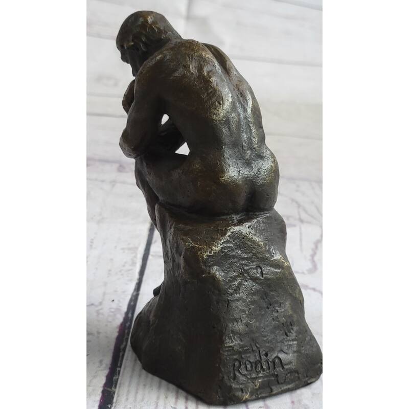 Miniature Replica Auguste Rodin Thinker Thinking Man Bronze Sculpture Statue Figure
