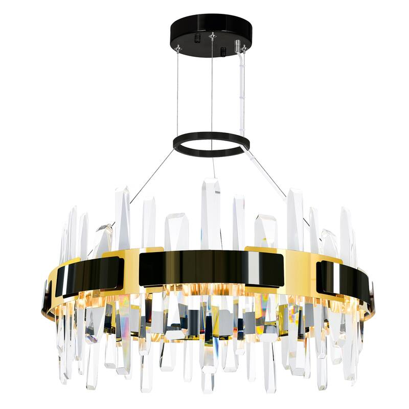 Aya LED Integrated Pearl Black Chandelier - Pearl Black/Titanium/Gold