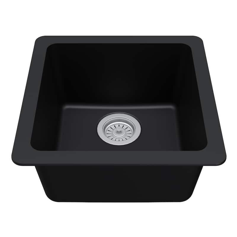 Karran Undermount Quartz Bar Single Bowl Sink - Black