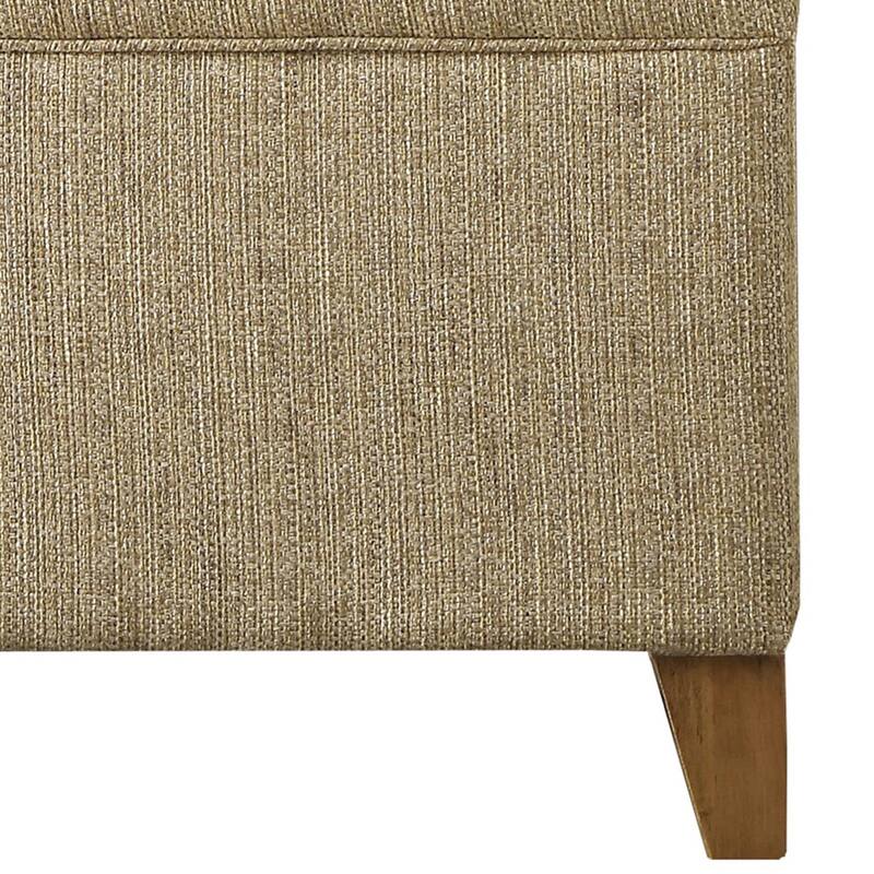 Rectangular Fabric Upholstered Wooden Ottoman with Lift Top Storage, Brown