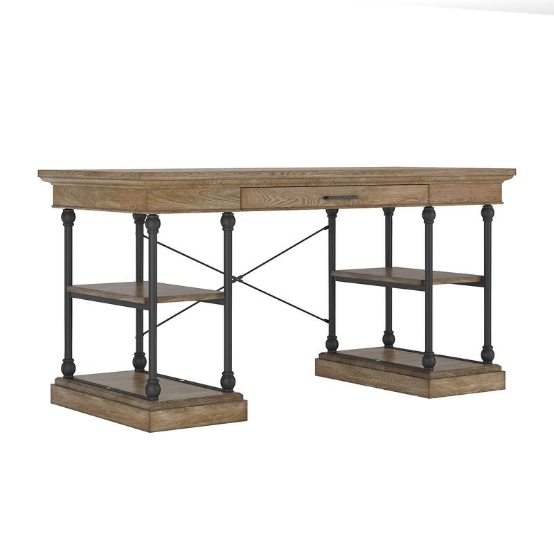 Barnstone Cornice 1-drawer Storage Writing Desk by iNSPIRE Q Artisan - Brown