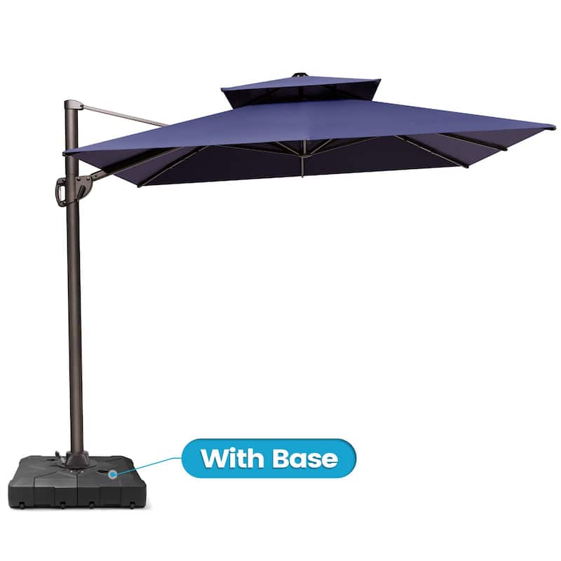 Outdoor 9 x 11.5 FT Dual Top Patio Cantilever Umbrella with Base