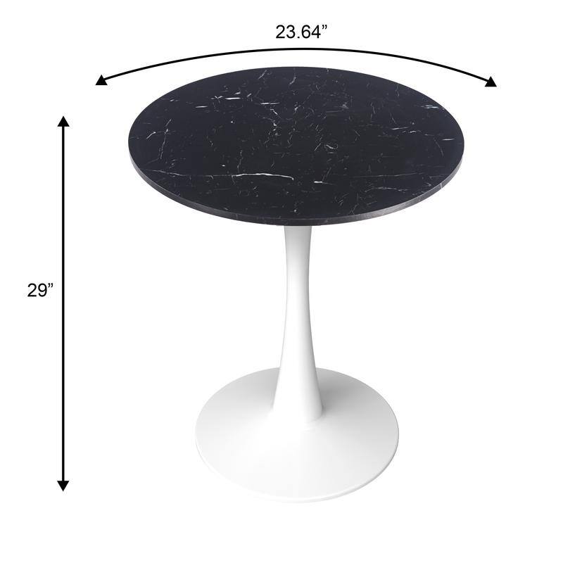 Bristol Modern Round Dining Table with Stain Resistant Solid Wood Top and White Pedestal Base for Home, Cafes and Restaurant