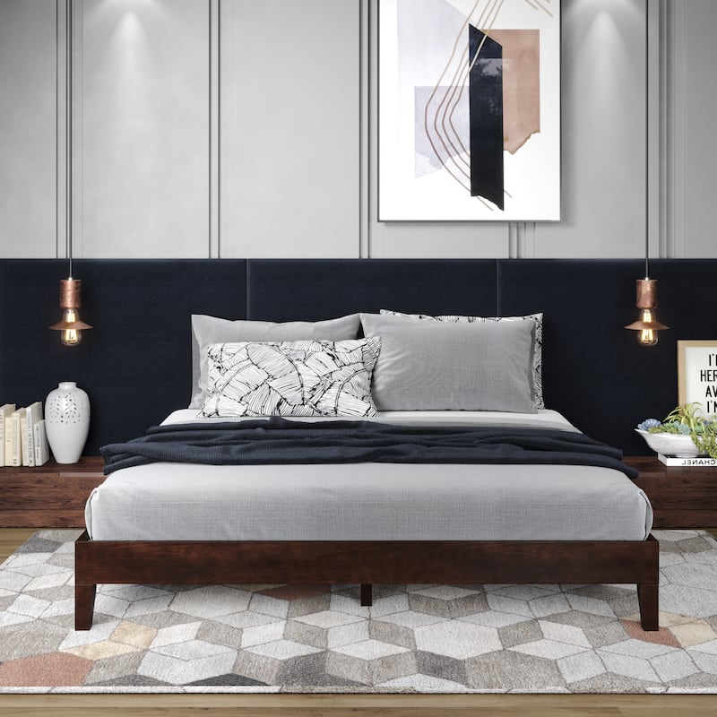 Natural Pine Queen Platform Bed with 6.5-Inch Clearance and 28-Slat Dual-Zone Support