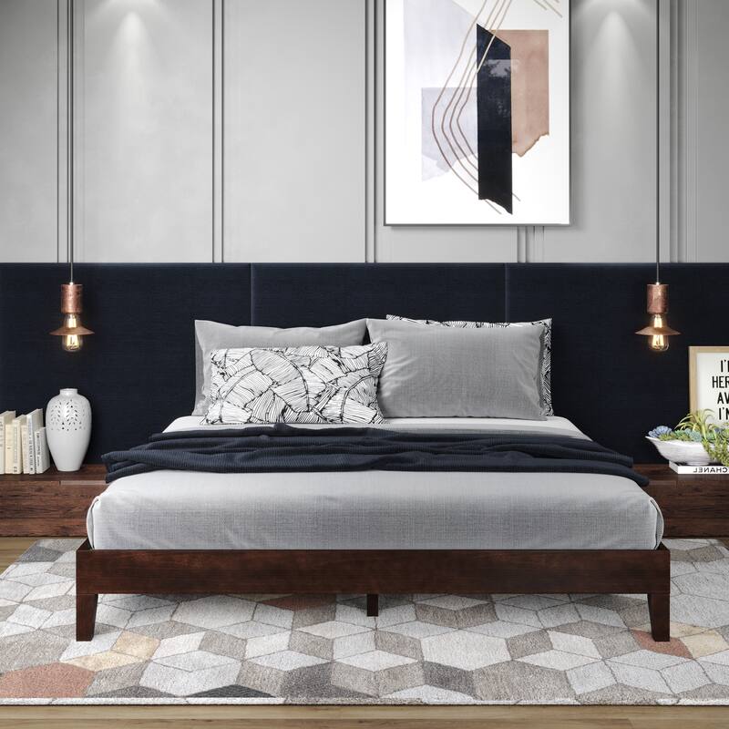 Queen Size Wood Platform Bed with 28-Slat Support System