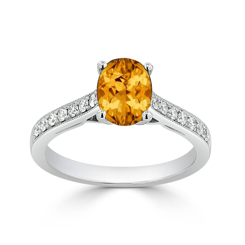 Auriya 1 1/5ct Fancy Oval Citrine and Diamond Engagement Ring 1/4ctw 14k Gold