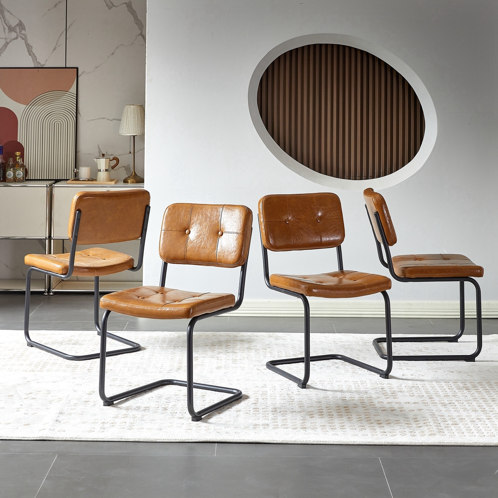 Leather industrial dining sale chairs