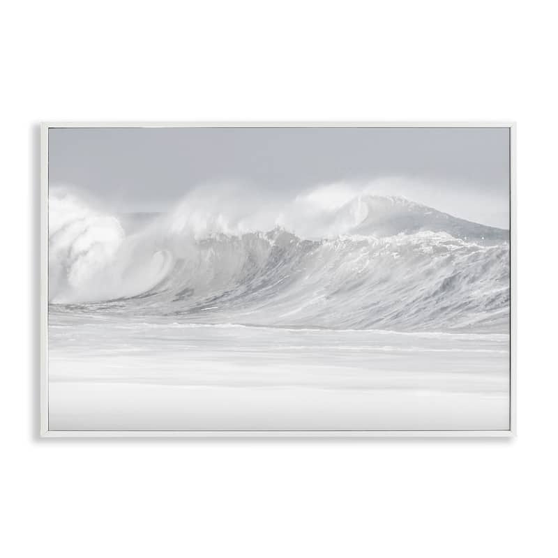 Stupell Cresting Beach Wave Framed Giclee Art Design By Maggie Olsen - 18 x 12 - White