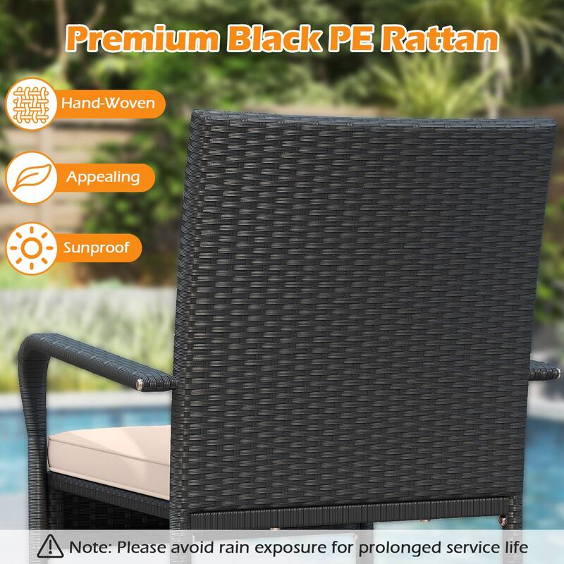 Gymax 3 Piece Patio Furniture Set Outdoor Wicker Chair & Table Set w/
