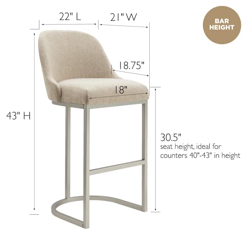 Leick Home 10133PW/OL Barrelback Bar Stool with Metal Base Set of 2