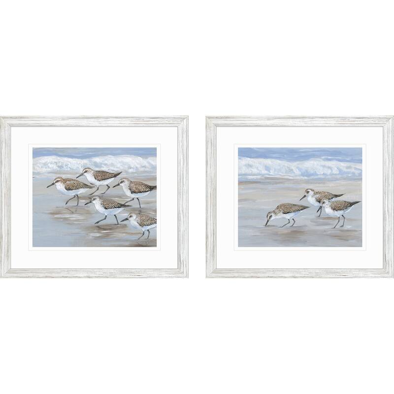 Sandpipers S/2 Framed Art Giclee Under Glass - Blue - 26 X 30 X 1