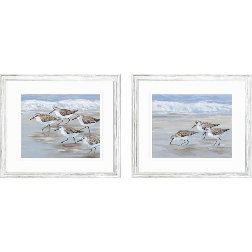 Sandpipers S/2 Framed Art Giclee Under Glass - Blue
