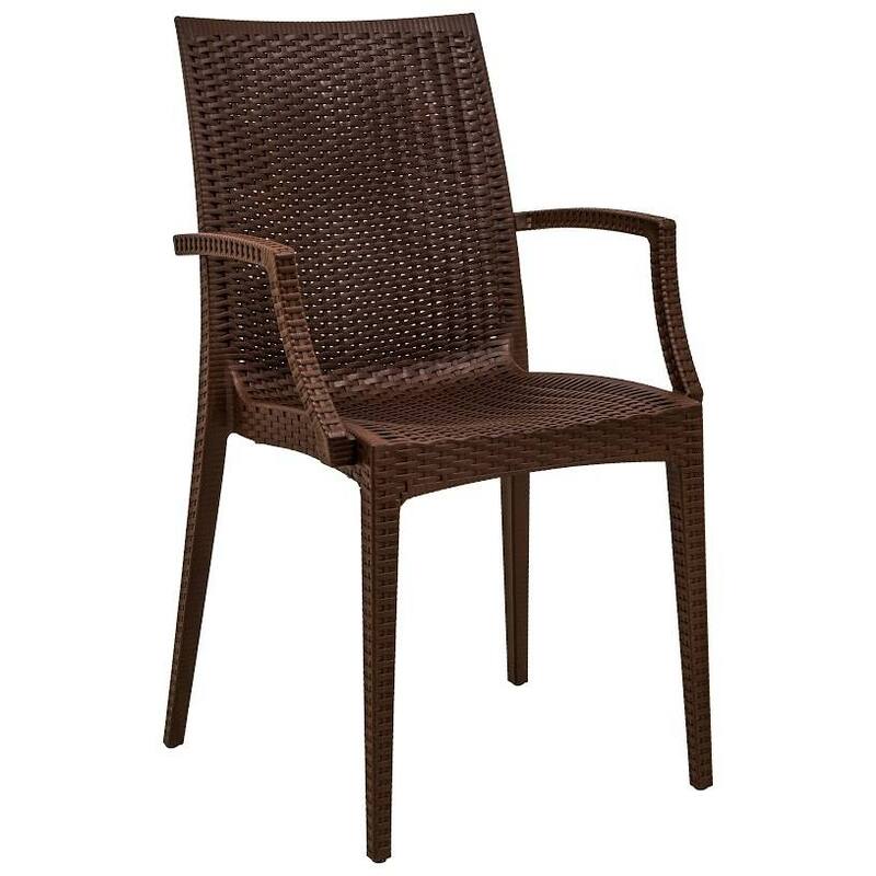 LeisureMod Mace 7-Piece Outdoor Dining Set with 4 Chairs 2 Arm Chairs - 28"