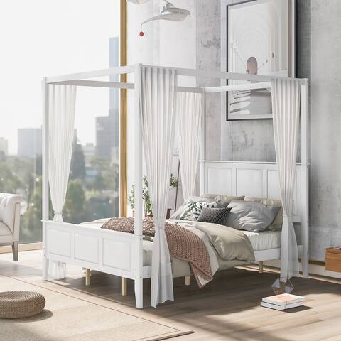 Canopy Platform Bed with Headboard and Footboard,Slat Support Leg
