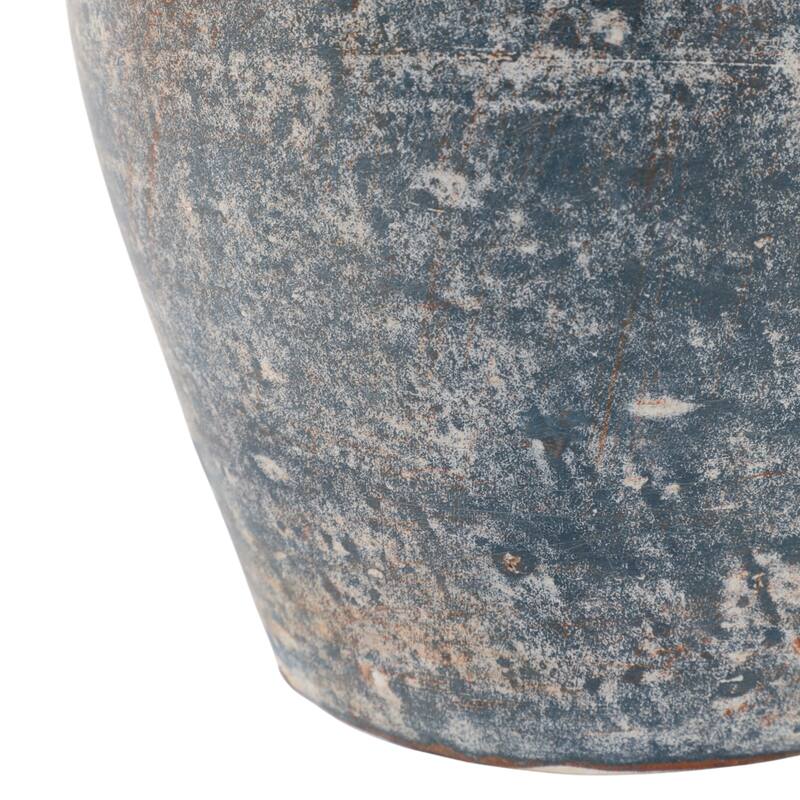 Handcrafted Terracotta Pottery Vase with Amphora Shape and Handles