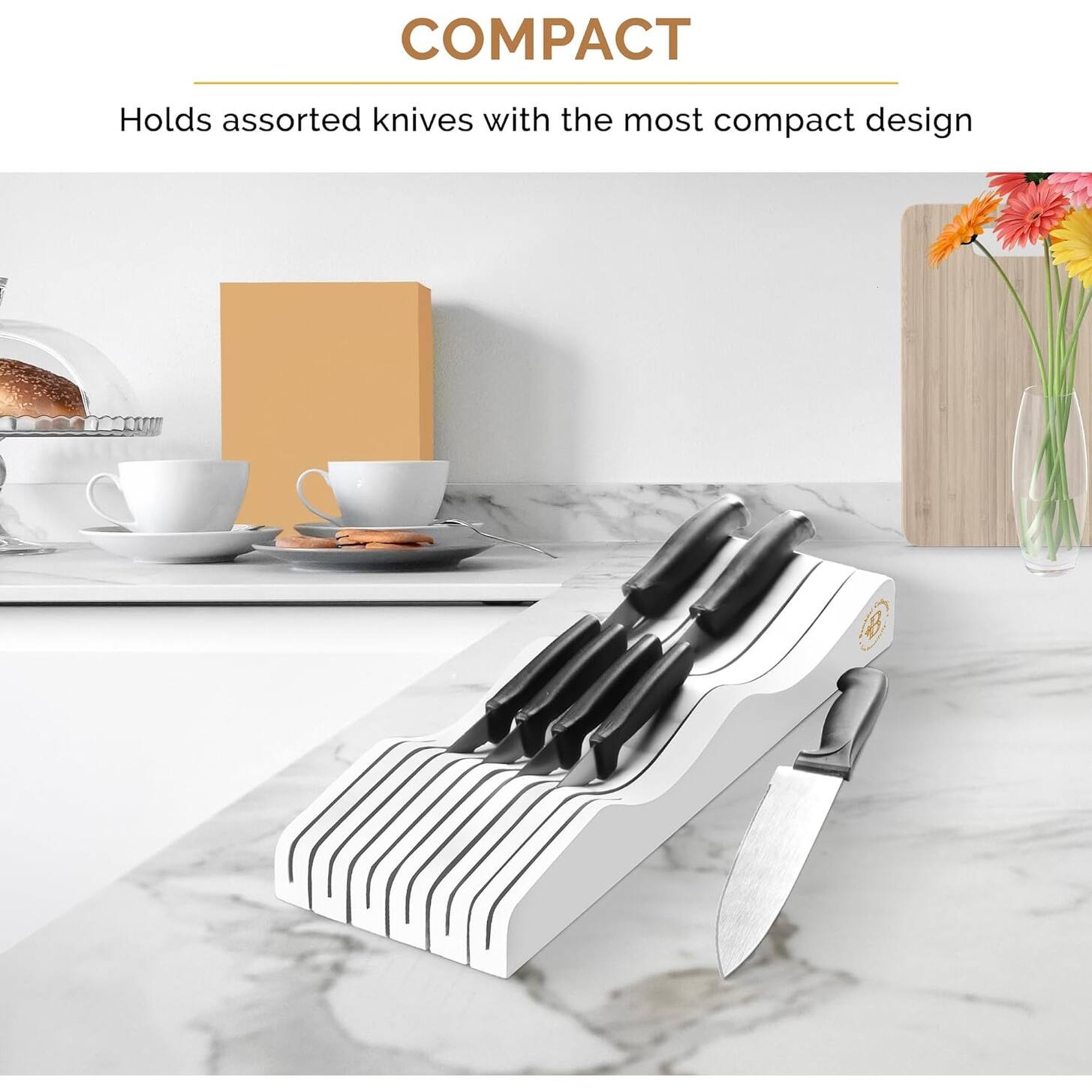 InDrawer Knife Block Organizer Bamboo Wood Drawer Knife Organizer