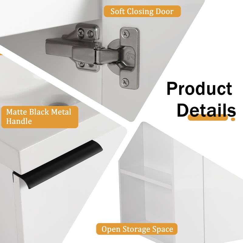 Malwee 48" Floating Bathroom Vanity,Wall Mounted Bathroom Vanity with Sink and 2 Side Shelf - 47.0"×18.0"×19.5"