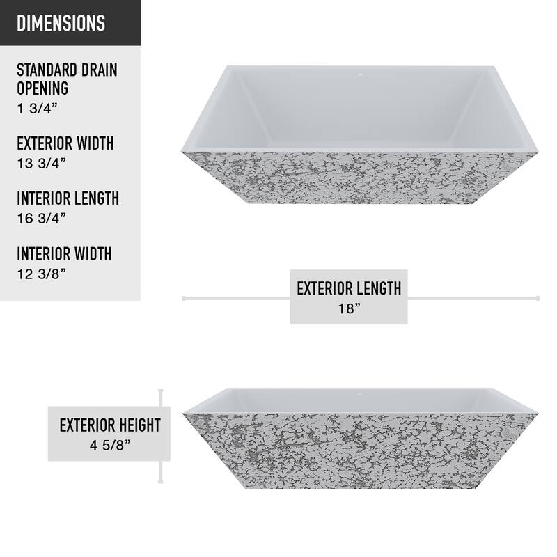 VIGO Vinca 18"L x 14"W x 5"H Matte Stone Rectangular Bathroom Vessel Sink