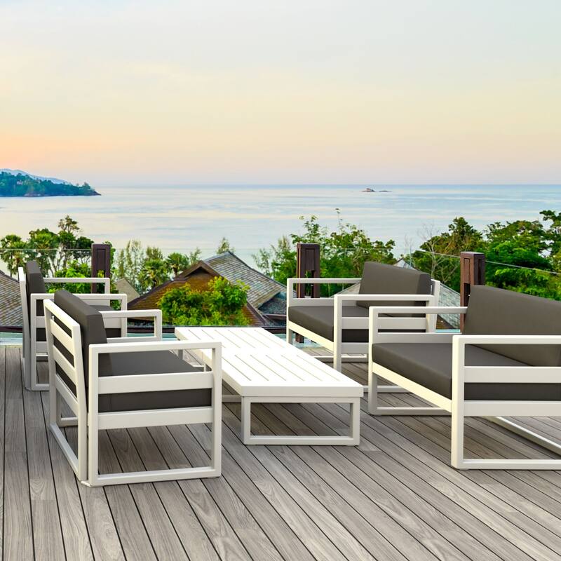 51" White Patio Rectangular Lounge Coffee Table