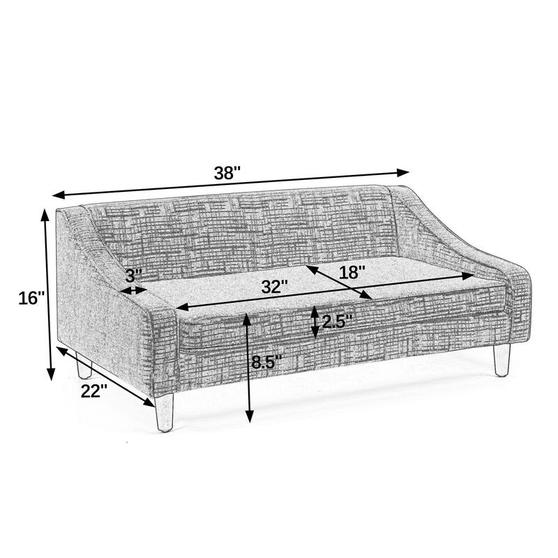 Durable Elevated Dog Sofa Bed,Pet sofa with modern irregular armrest design,Comfortable soft dog sofa-Dark Gray