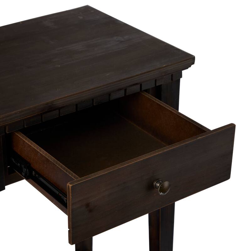 Black Wood Rustic Console Table with Mirror (Set of 2) - 31", 31"H