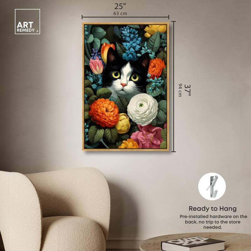 Secret Garden Cat Canvas by Art Remedy