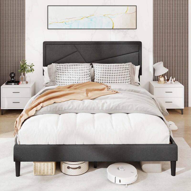 Costway Twin/Full/Queen Size Bed Frame with High Headboard & Wooden