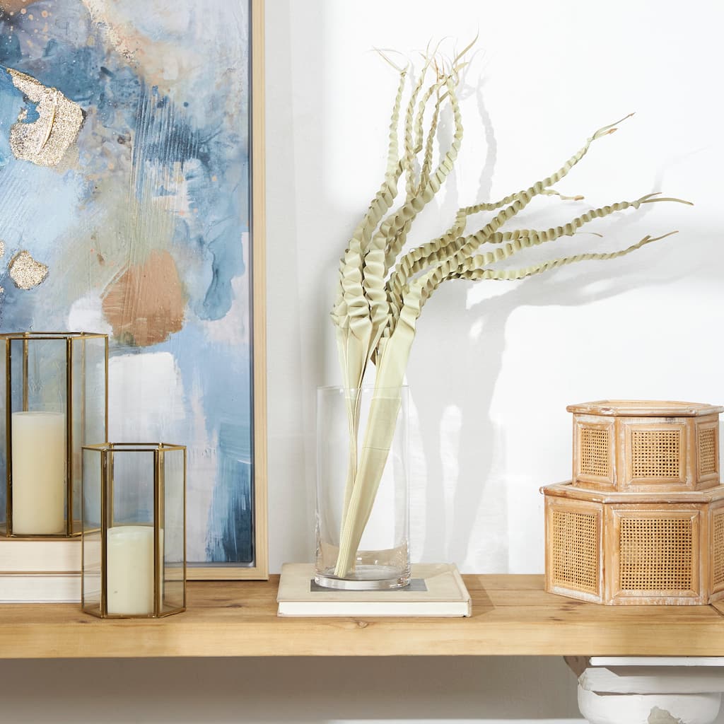 Beige Dried Plant Handmade Tall Five Finger Palm Leaf Home Decor Natural Foliage