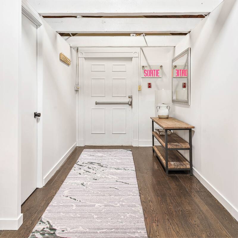 ECARPETGALLERY Hand-knotted Alma Grey Silk, Wool Rug - 2'6 x 9'9