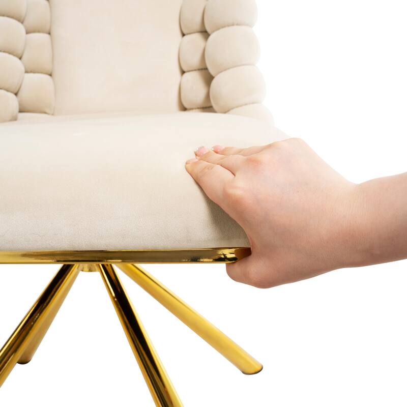 Swivel Velvet Dining Chairs Set of 2, Accent Chairs with Metal Legs