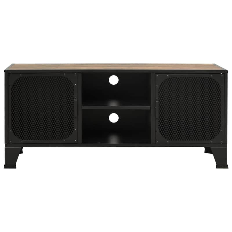 Andy TV Stand Media Cabinet, 2 Doors, 1 Shelf, 41 Inch Brown and Black
