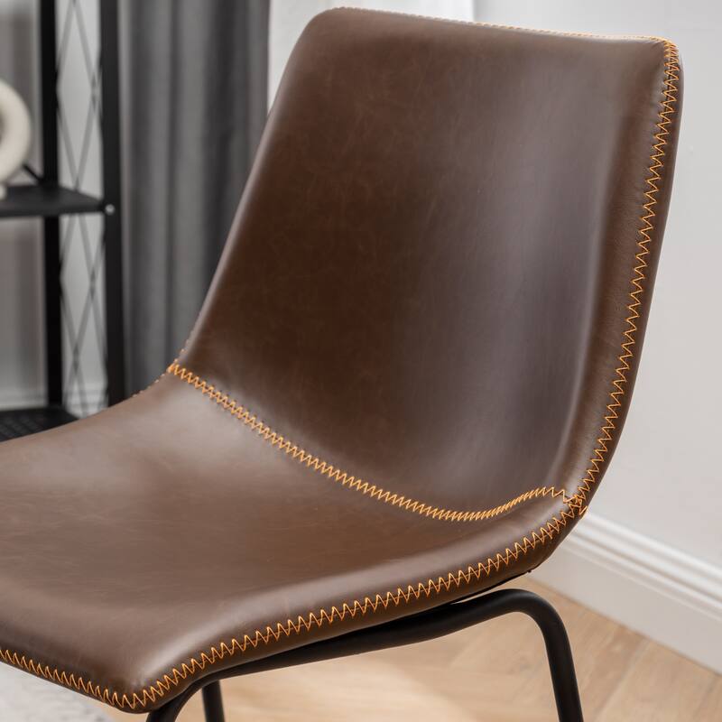 7-Piece Dining Set with Hairpin Table & 6 Sled-Base Leather Chairs