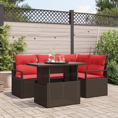vidaXL 5 Piece Garden Sofa Set with Cushions - 69.7×48×27.2