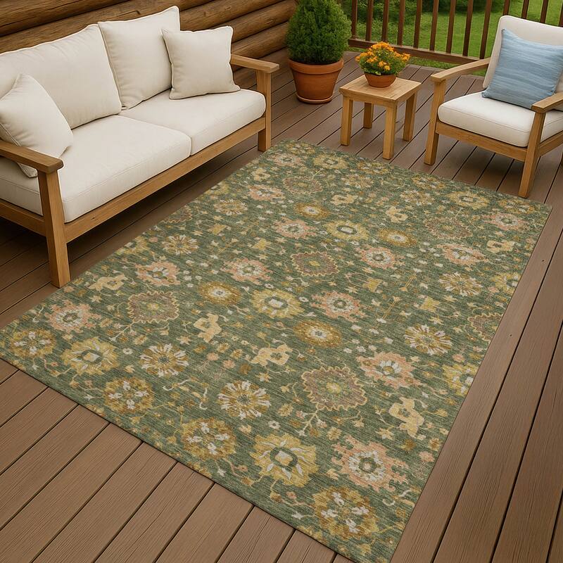 Machine Washable Indoor/ Outdoor Global Durango Chantille Rug - Olive - 9' x 12'