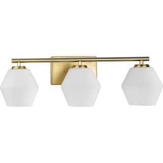 Copeland Collection Three-Light Brushed Gold Vanity Mid-Century Modern Vanity Light - 24 in x 7 in x 7.5 in