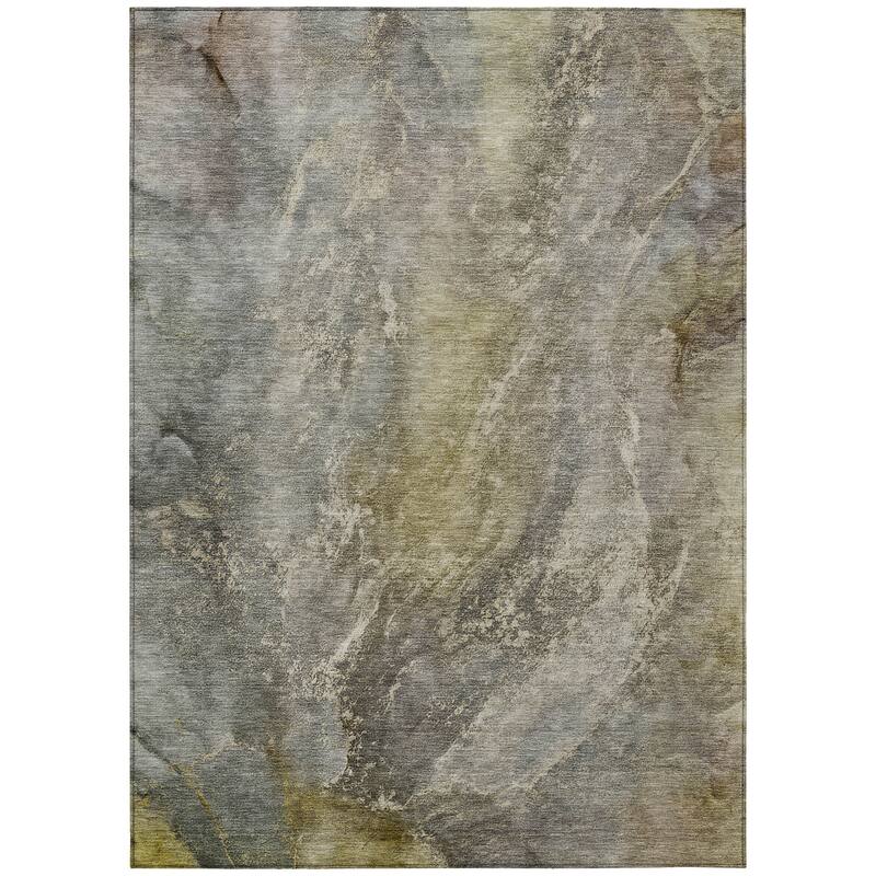 Machine Washable Indoor/ Outdoor Abstract Watercolor Chantille Rug