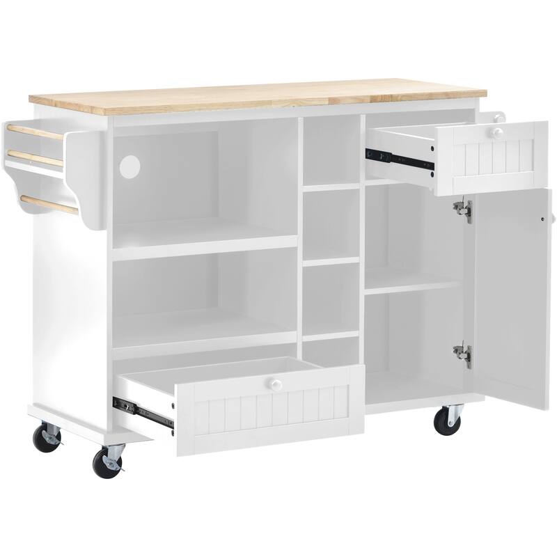 Kitchen Island Cart With Storage Cabinet And Two Locking Wheels(no include stool)