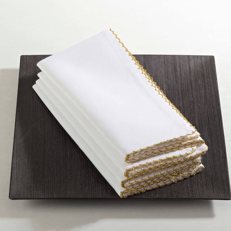 Table Napkins With Whip Stitched Design (Set of 4) - Gold - 20"x20"