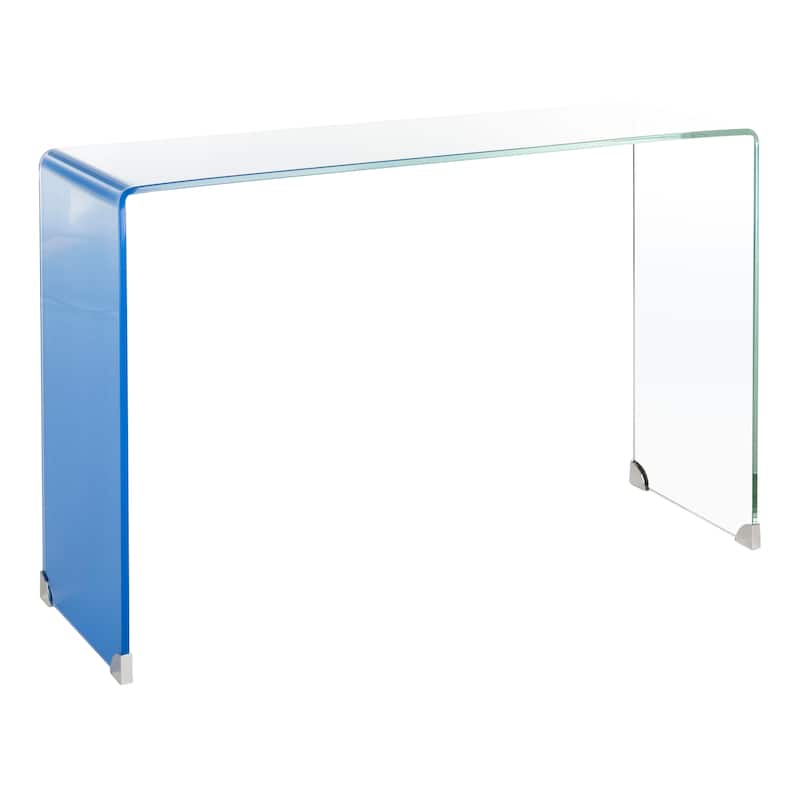 SAFAVIEH Crysta Ombre Glass Console Table - Clear / Blue - 43"W x 14"D x 30"H