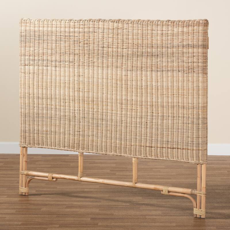 Cantara Modern Bohemian Natural Rattan Queen Size Standalone Headboard
