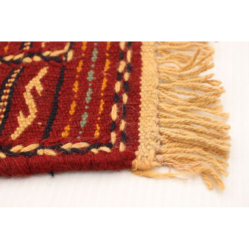 Flat-weave Ottoman Kashkoli Red Wool Sumak - Bed Bath & Beyond - 31516588