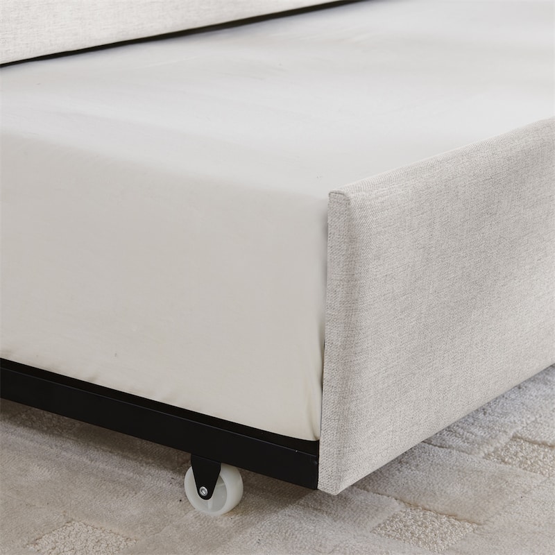 Full Size Daybed with Trundle Upholstered Sofa Bed,w/Vertical Stripes