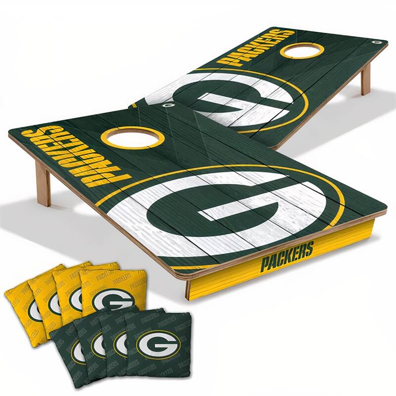 Green Bay Packers NFL Tailgate Cornhole Board Set - Include Case & LED Lights