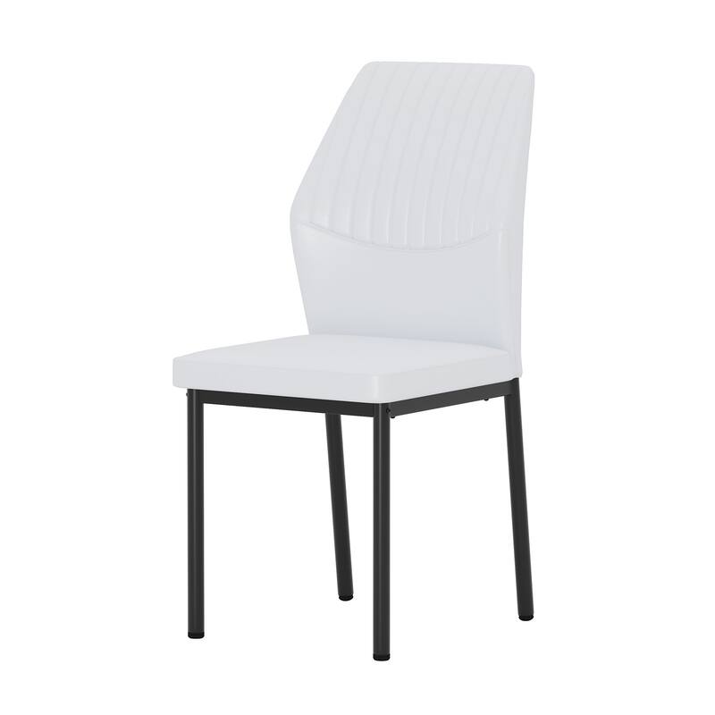 Modern 4 Piece PU Dining Chair Set with Backrest, Metal Legs, Cushions for Dining Room Kitchen Bedroom Living Room