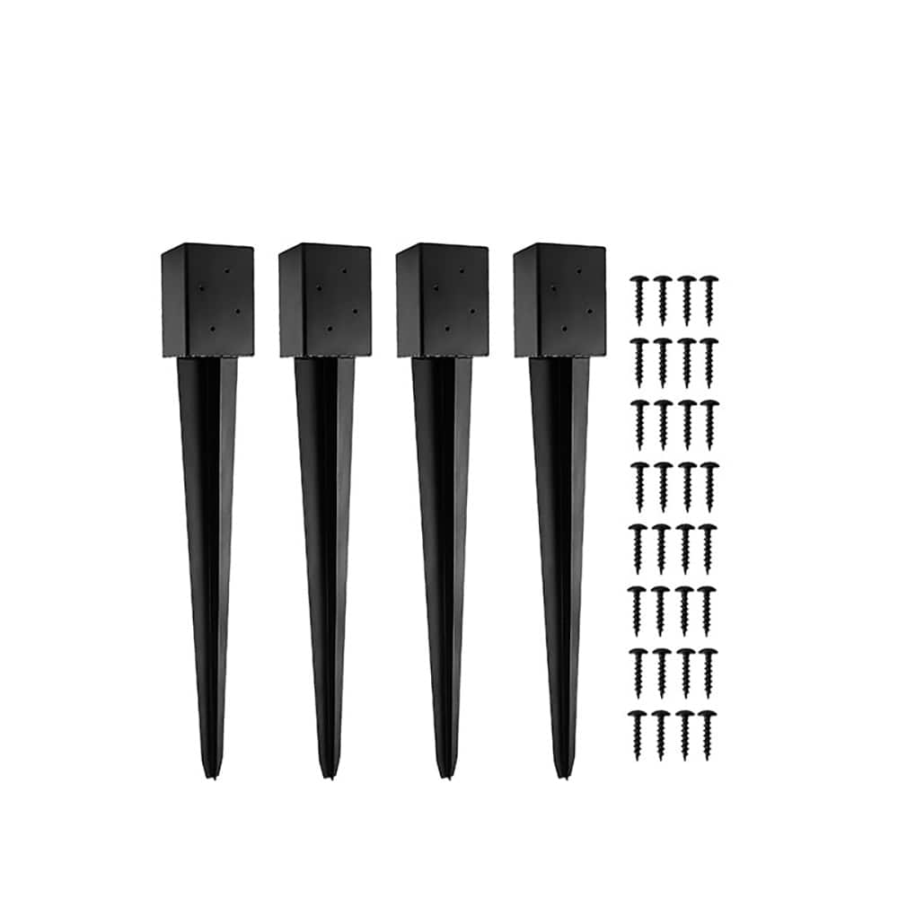 36/24 in. Heavy Duty Metal Fence Post Anchor Ground Spike, 4 pack
