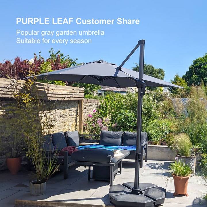 PURPLE LEAF 8 ft 360 Degree Rotation Patio Umbrella With Base